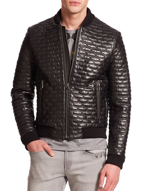 versace mens coat|versace leather jacket men's.